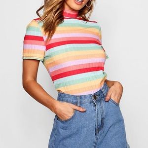 🔵Rainbow Turtleneck Crop